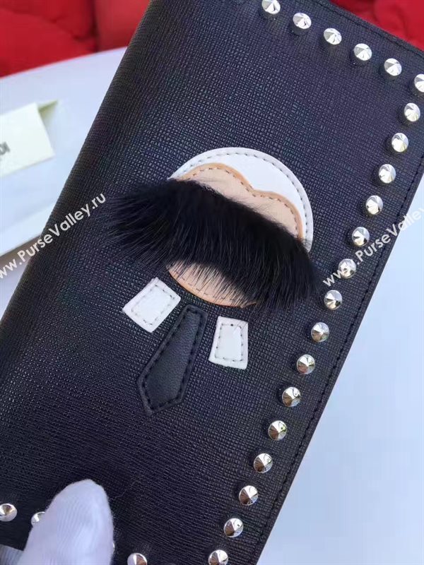 Fendi 2 fold wallet black bag 5486
