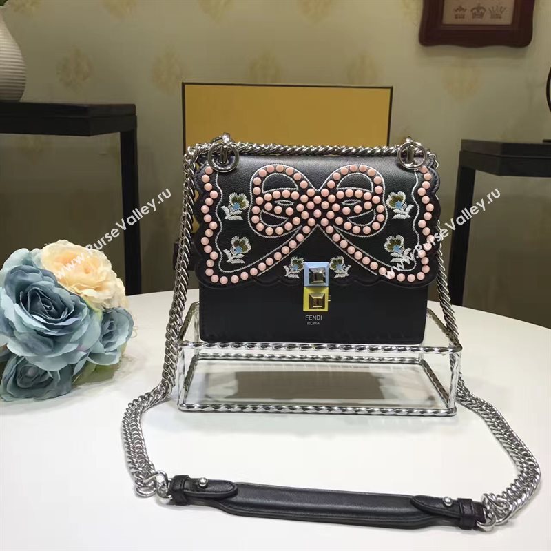 Fendi mini kan I black pink v bag 5550