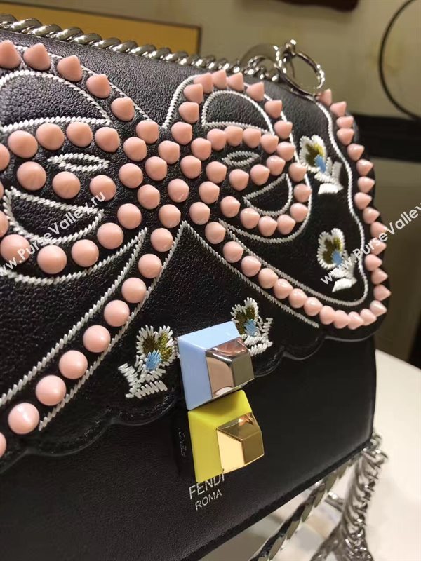 Fendi mini kan I black pink v bag 5550