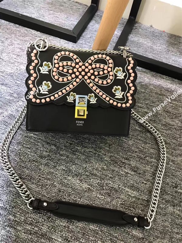 Fendi mini kan I black pink v bag 5550