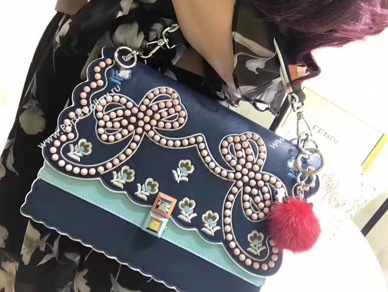 Fendi kan I blue navy bag 5552
