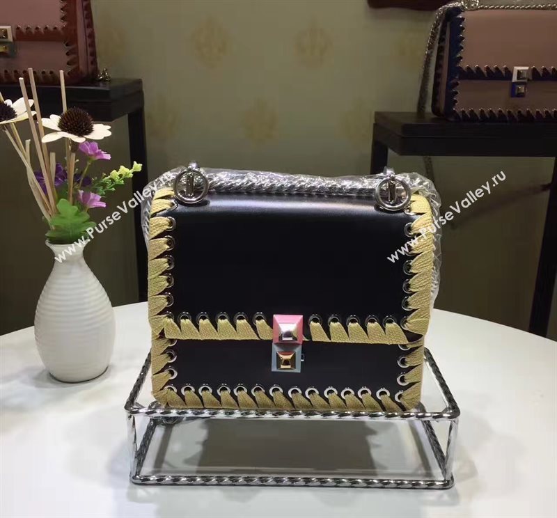 Fendi mini kan I black yellow v bag 5556