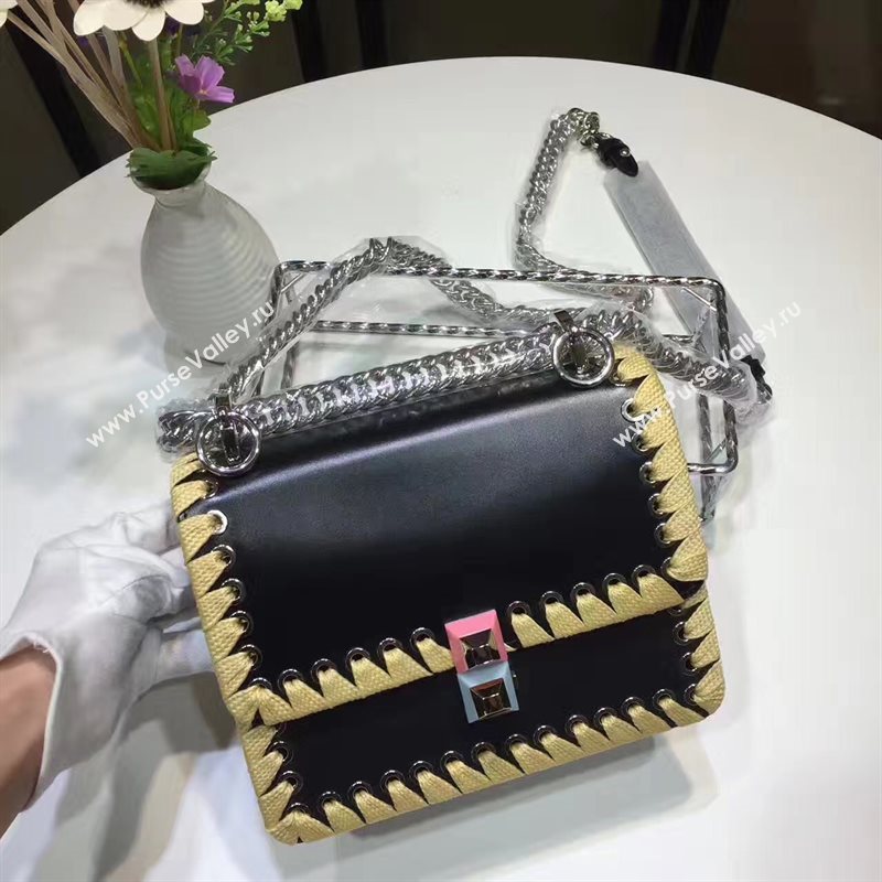 Fendi mini kan I black yellow v bag 5556