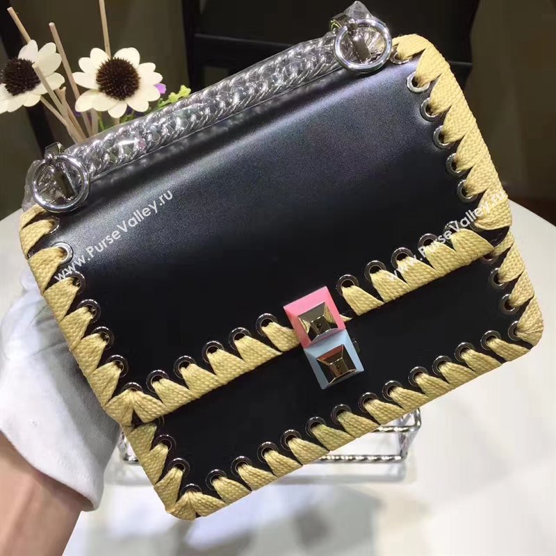 Fendi mini kan I black yellow v bag 5556