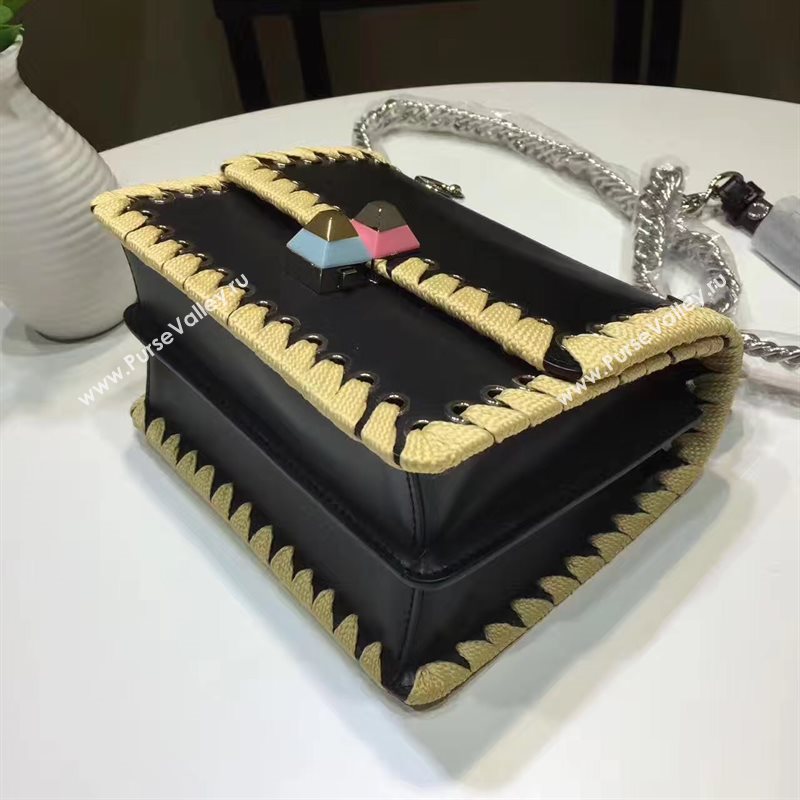 Fendi mini kan I black yellow v bag 5556