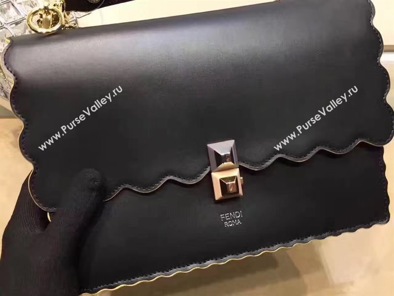 Fendi medium kan I black gold v bag 5557
