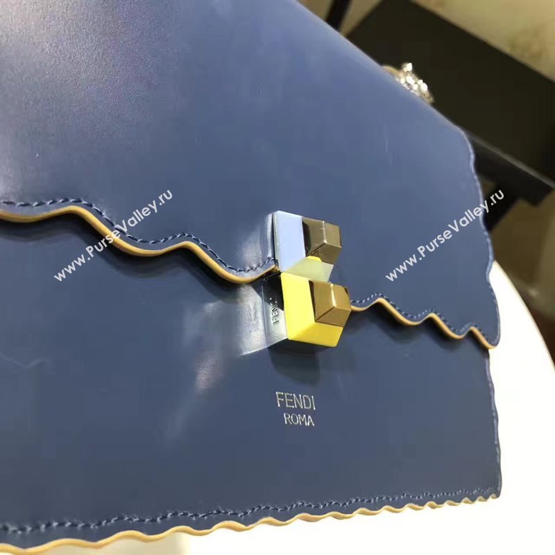 Fendi medium kan I navy v hardware silver bag 5558