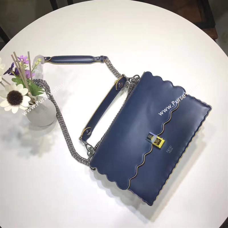 Fendi medium kan I navy v hardware silver bag 5558