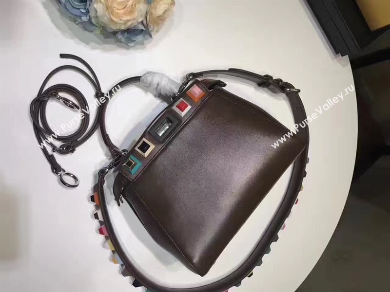 Fendi mini peekaboo black v strap rainbow bag 5567
