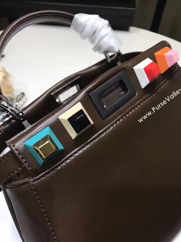 Fendi mini peekaboo black v strap rainbow bag 5567