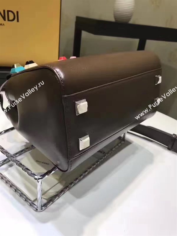 Fendi mini peekaboo black v strap rainbow bag 5567