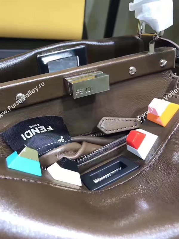 Fendi mini peekaboo black v strap rainbow bag 5567