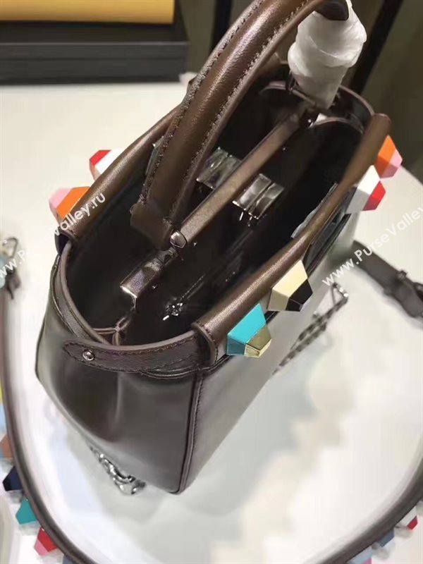 Fendi mini peekaboo black v strap rainbow bag 5567