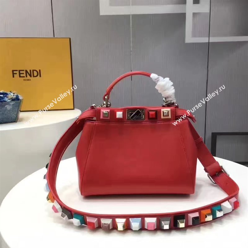 Fendi mini peekaboo red v you strap bag 5569