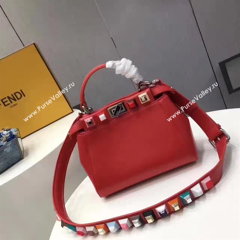 Fendi mini peekaboo red v you strap bag 5569
