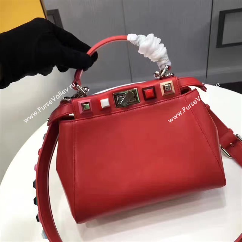 Fendi mini peekaboo red v you strap bag 5569