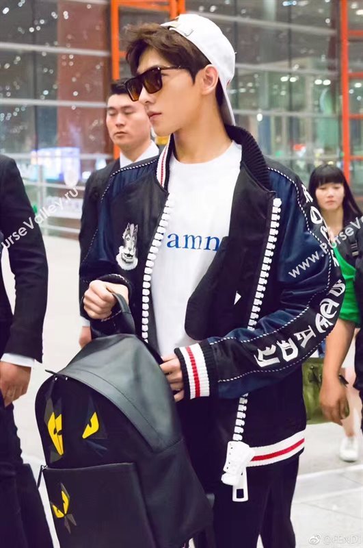 Fendi large backpack black yellow v bag 5571