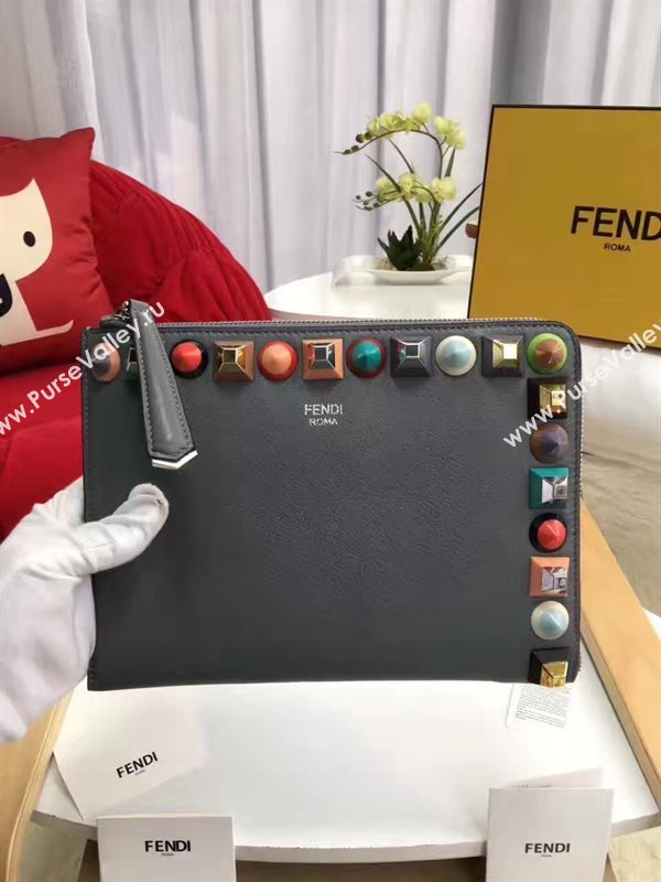 Fendi gray v clutch rainbow bag 5575