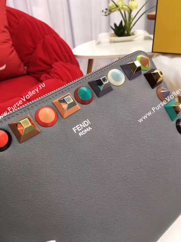 Fendi gray v clutch rainbow bag 5575