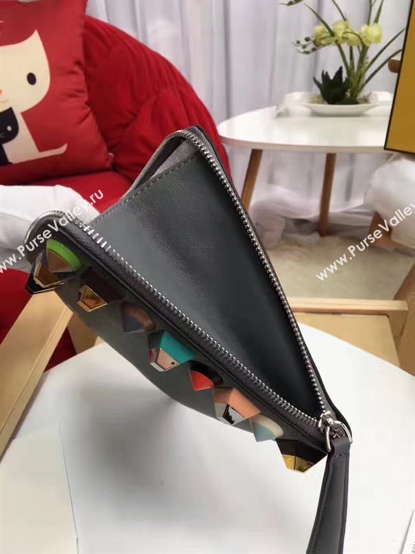 Fendi gray v clutch rainbow bag 5575
