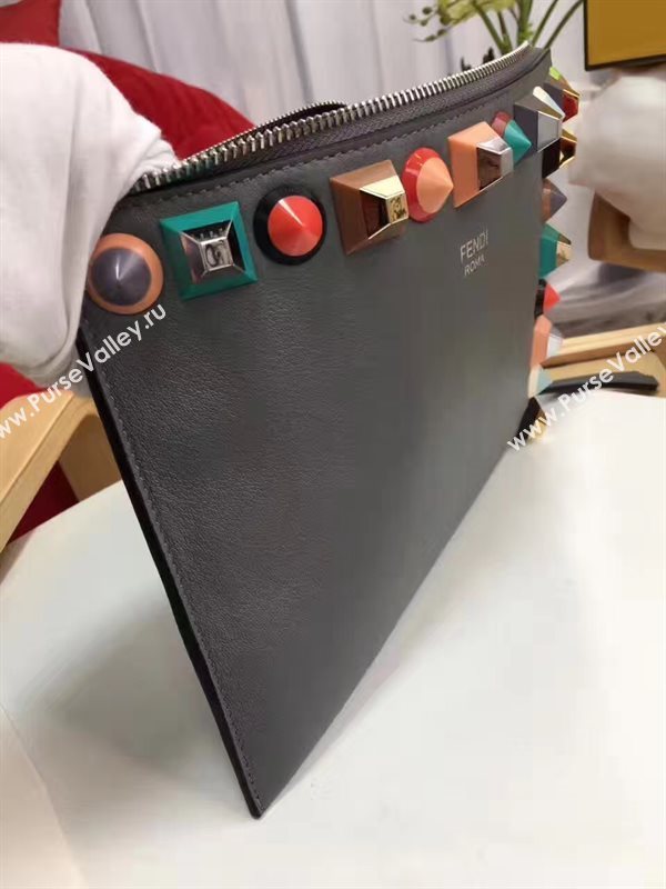 Fendi gray v clutch rainbow bag 5575