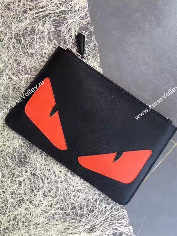 Fendi black v clutch orange bag 5576