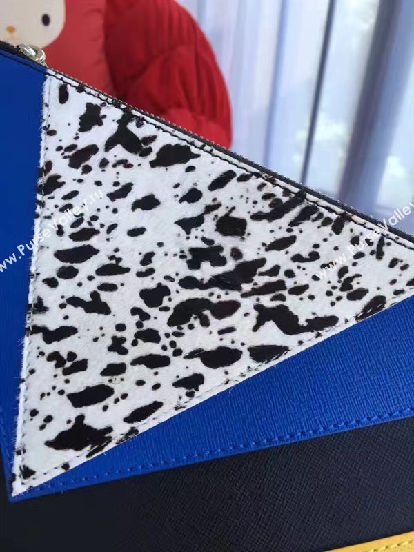 Fendi tri black clutch yellow bag 5577