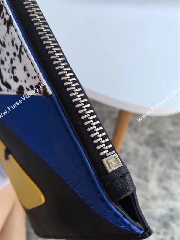 Fendi tri black clutch yellow bag 5577