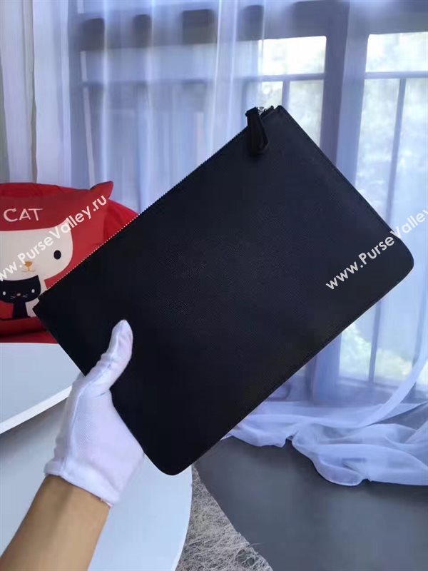 Fendi clutch black v stud silver bag 5578