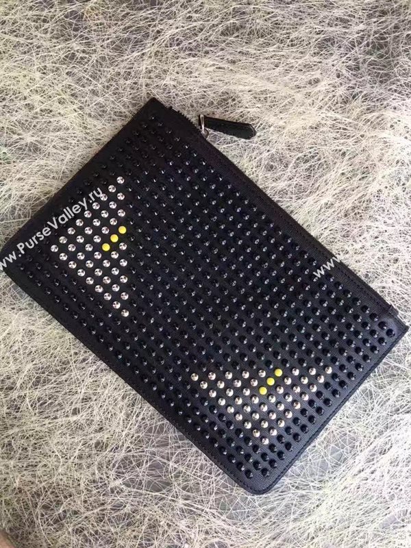 Fendi black clutch zipper bag 5579