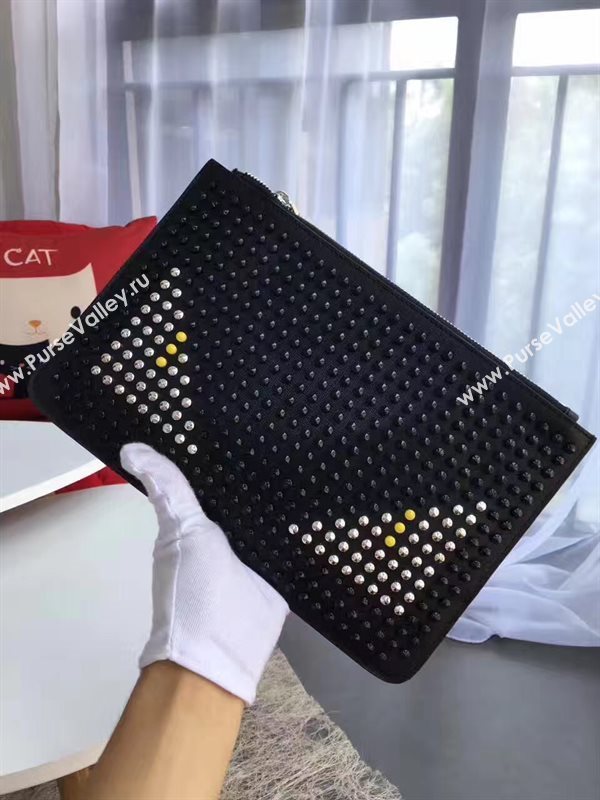 Fendi black clutch zipper bag 5579