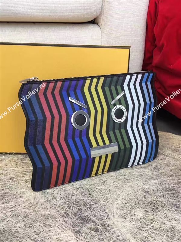 Fendi tri rainbow clutch zipper bag 5580