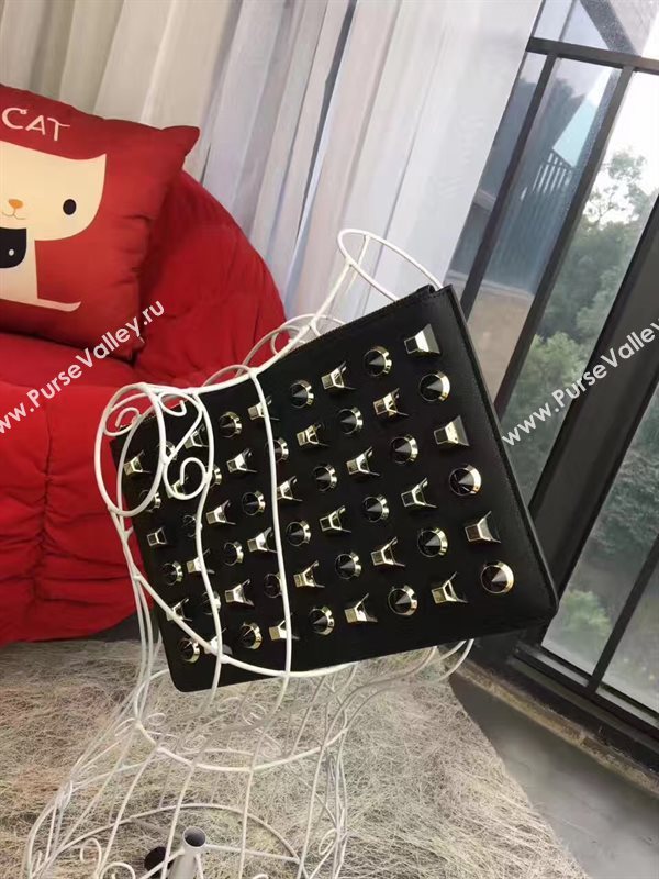 Fendi black v silver clutch hardware bag 5581