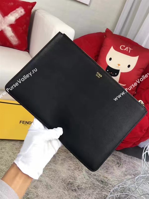 Fendi black v silver clutch hardware bag 5581