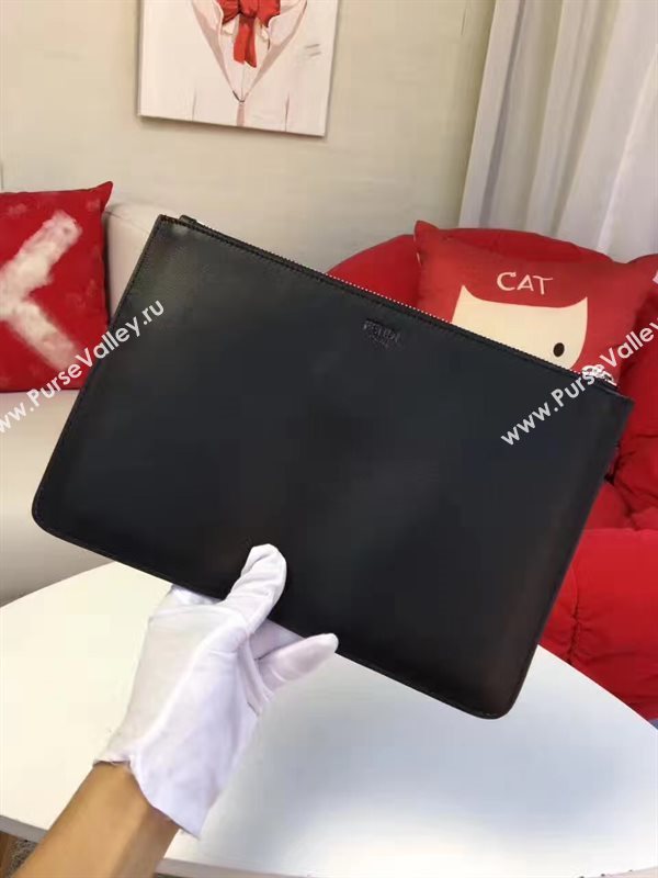 Fendi black v clutch gray bag 5582