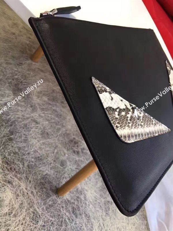 Fendi black v clutch gray bag 5582