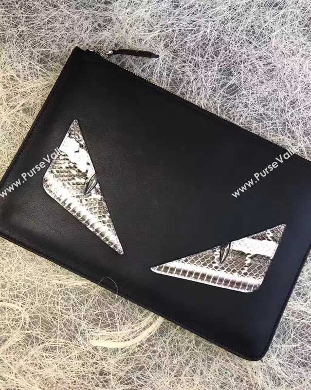 Fendi black v clutch gray bag 5582