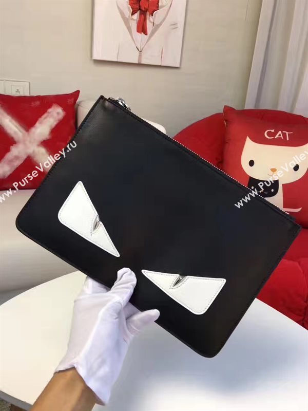 Fendi black v clutch white bag 5583