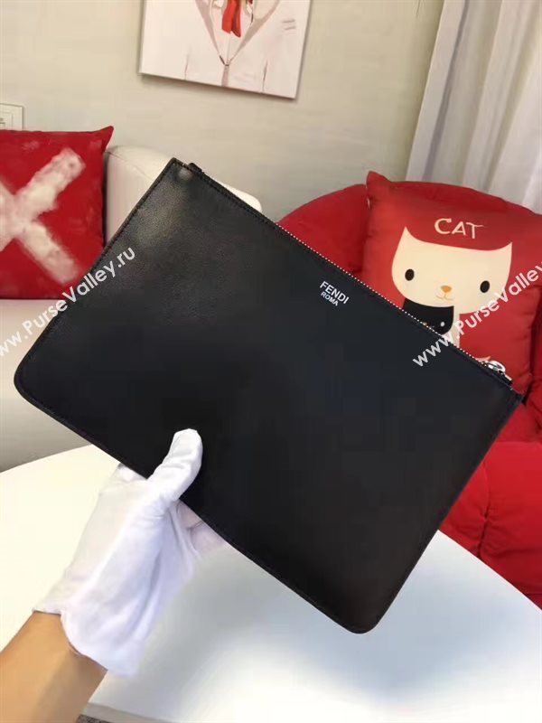 Fendi black v clutch white bag 5583