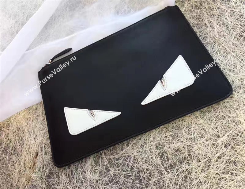 Fendi black v clutch white bag 5583