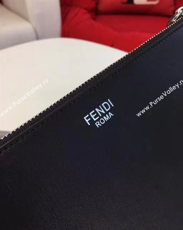Fendi black v clutch white bag 5583