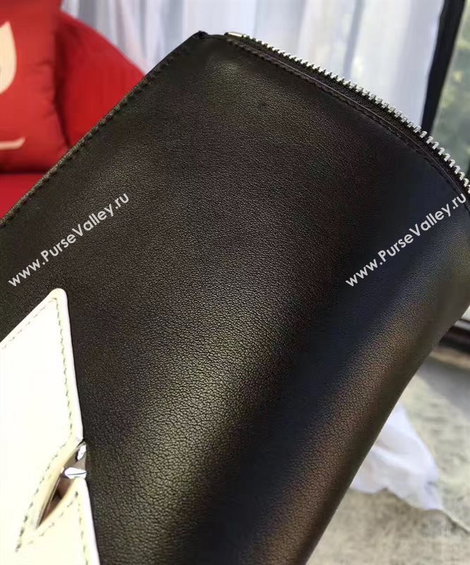 Fendi black v clutch white bag 5583