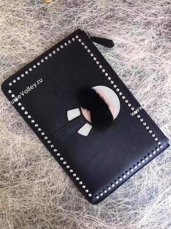 Fendi clutch black stud v bag 5584