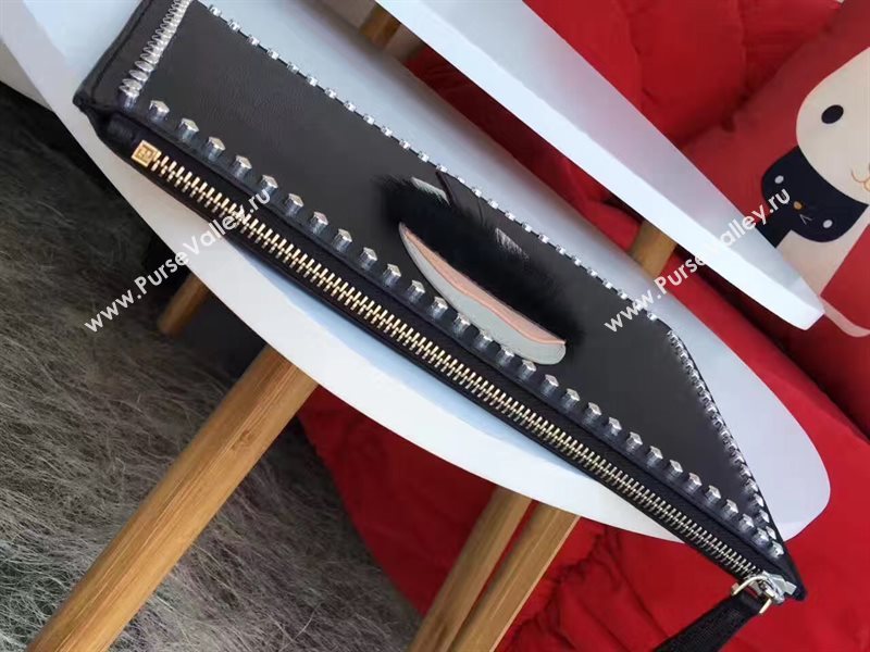 Fendi clutch black stud v bag 5584