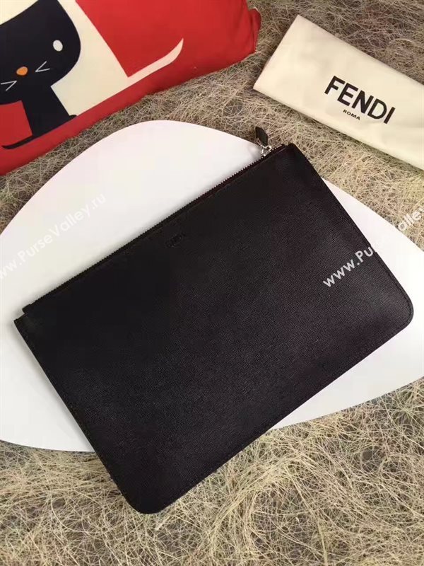 Fendi clutch gray black bag 5585