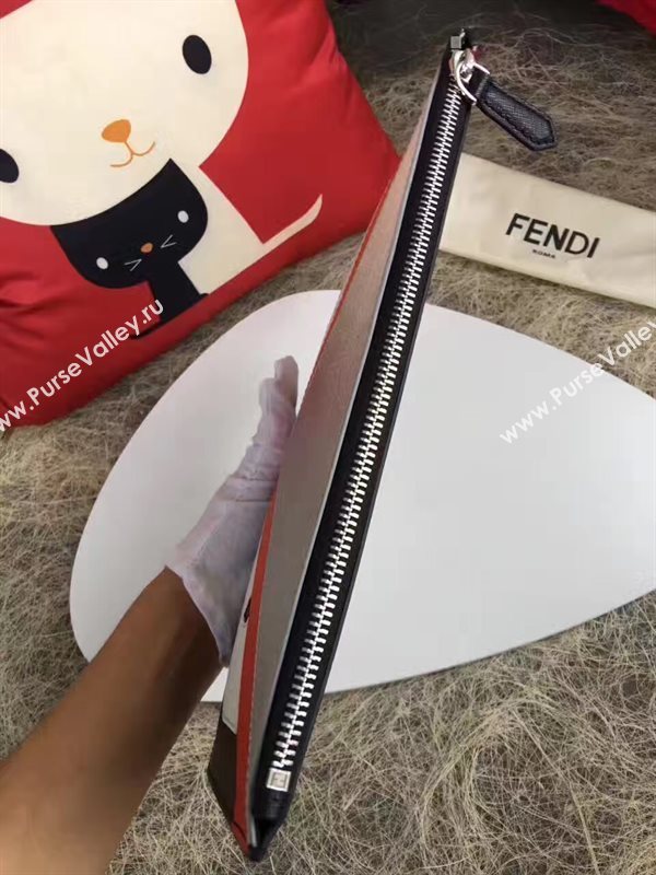 Fendi clutch gray black bag 5585