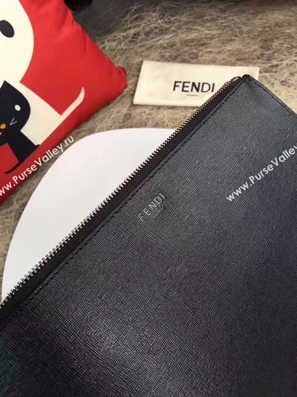 Fendi clutch gray black bag 5585