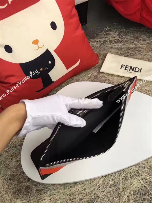 Fendi clutch gray black bag 5585