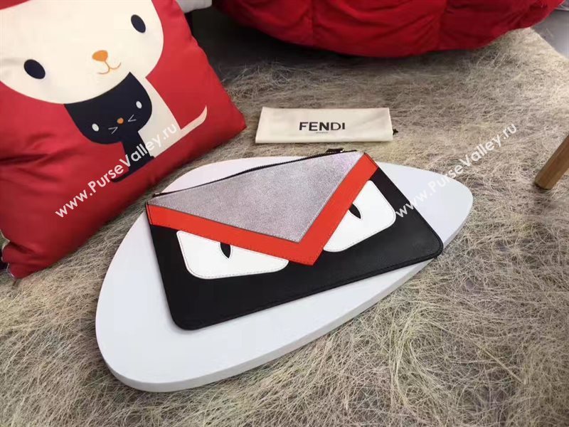 Fendi clutch gray black bag 5585