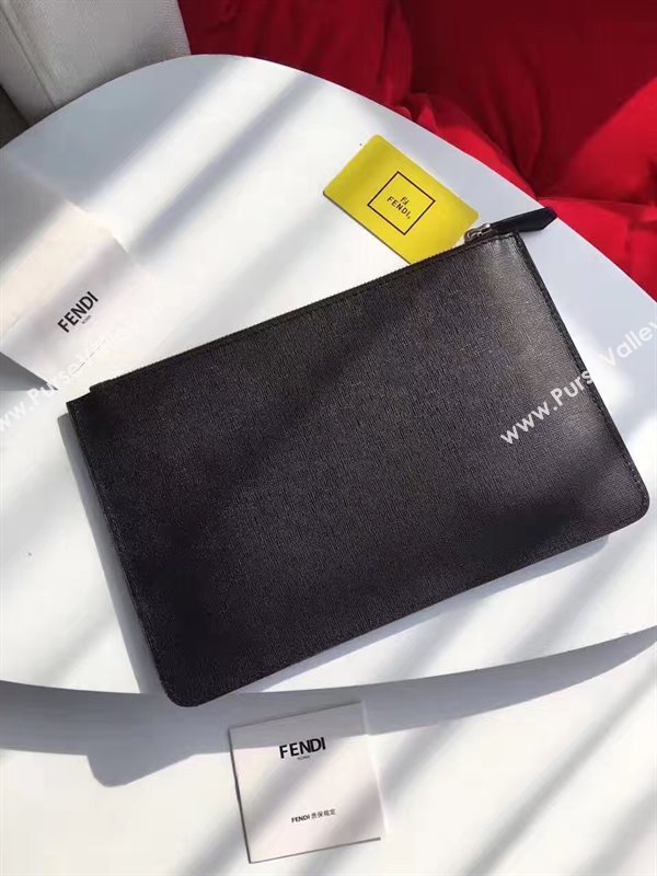 Fendi black clutch yellow bag 5586